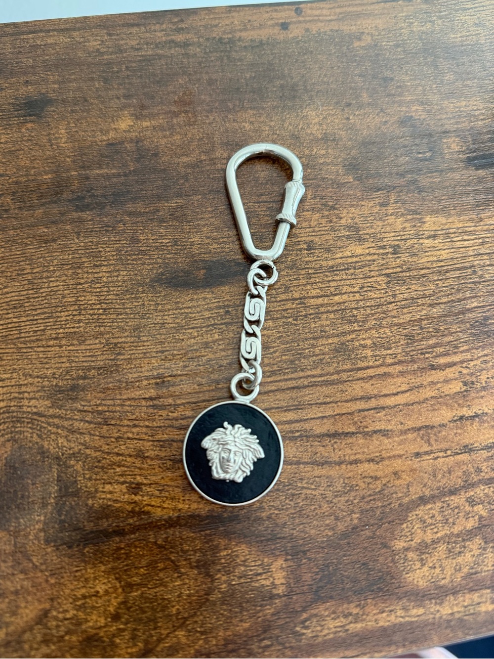 Versace Silver Tone Medusa Keyring